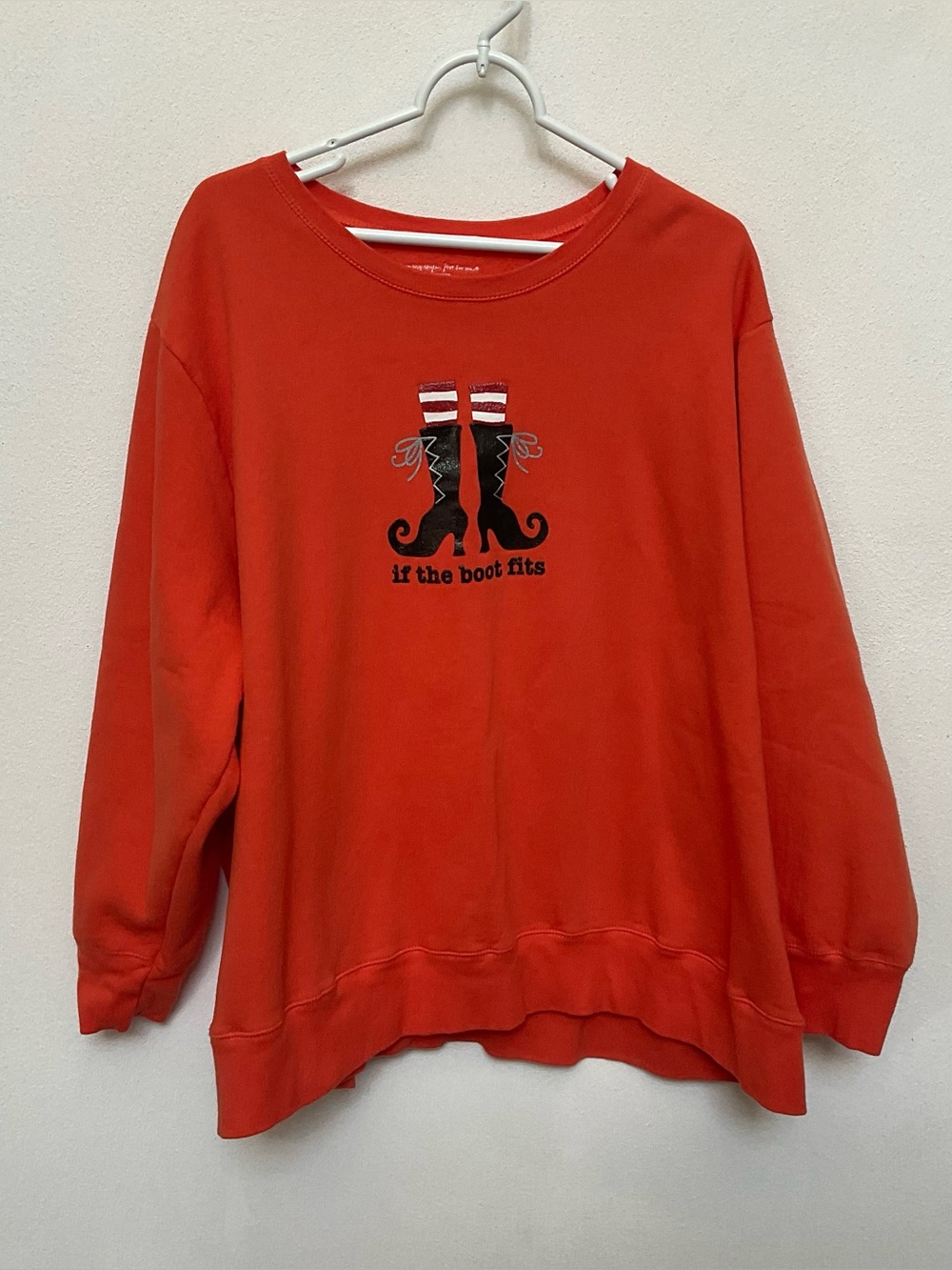 Just My Size Orange If The Boot Fits Witch Shoe Graphic Sweatshirt Size 4X